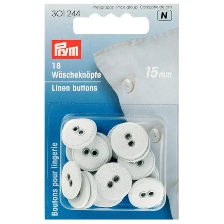 Extra rabatt Tvättknappar ´linne´, 15mm, vit