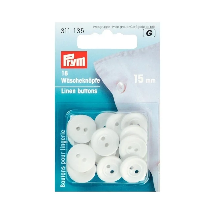 Tvättknappar, 15 mm, vit Sänkt pris