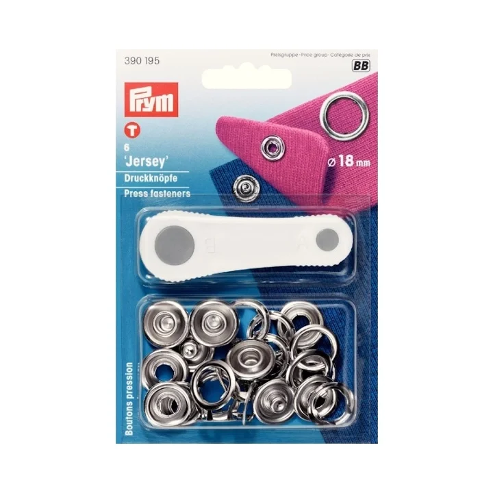 Billig Jersey trycknapp 18 mm, silver