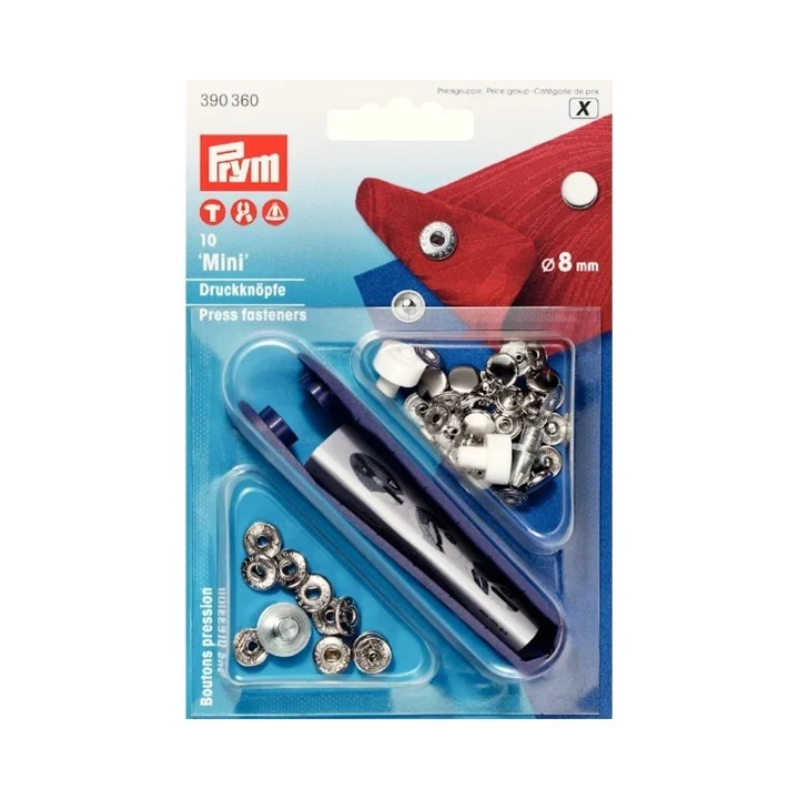 Tryckknapp ´Mini´ 8mm, silverfärgade Reapris