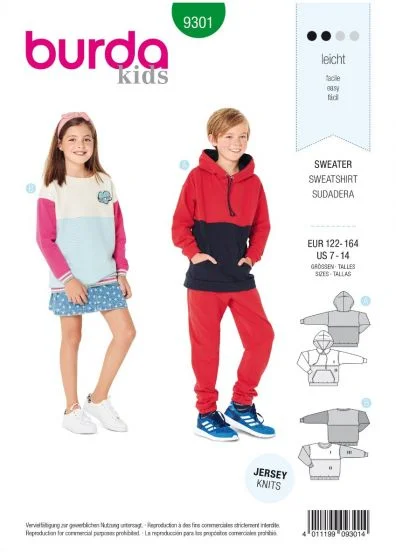 Burda Mönster 9301 - Tröja – Huvtröja – Huvjacka Erbjudandepris