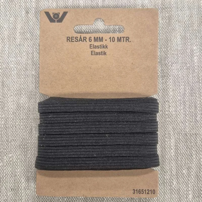 Resårband 6mm x 10m - Svart Fynd