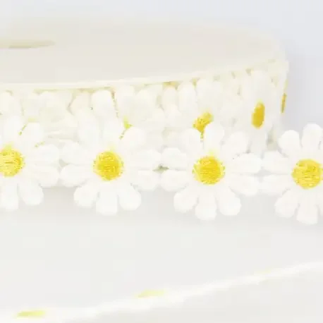 Snabb frakt Gepyrspets Blomma - Vit och gul