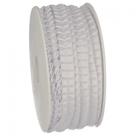 Plisserat satinband 10 mm Vit Populärt val