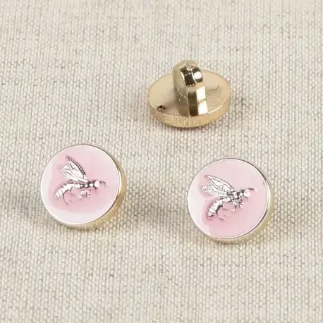 Lackerad knapp "Bi" - Rosa/Guld Billig