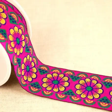 Jacquardband 50 mm - Cerise Billigare
