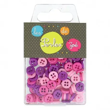 I lager Knappmix - Rosa/lila/cerise