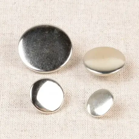 Metallknapp slät - Silver I lager