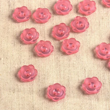 Premium Knapp med 2 hål - Blomma - Rosa
