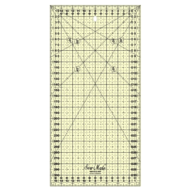 risnedsättning Quiltlinjal Antiglid 16 x 32 cm