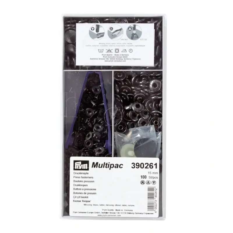 Storpack 100st Tryckknappar Anorak 15mm Svart Lågt pris