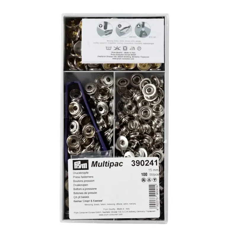 Utförsäljning Storpack 100st Tryckknappar Sport & Camping 15mm Silver