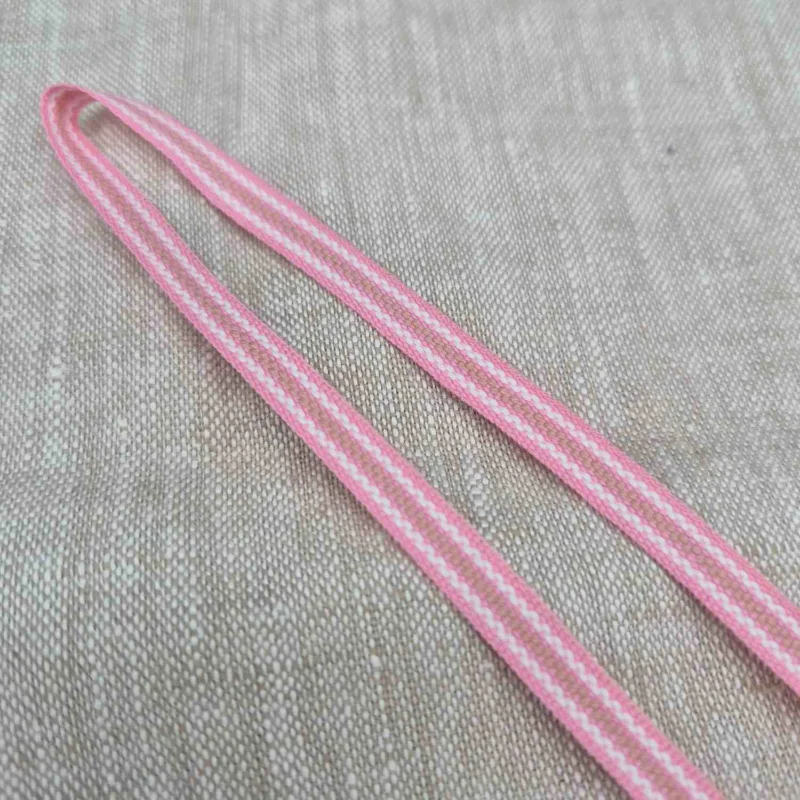3m Hemslöjdsband 7mm - Rosa/Vit Begränsat antal