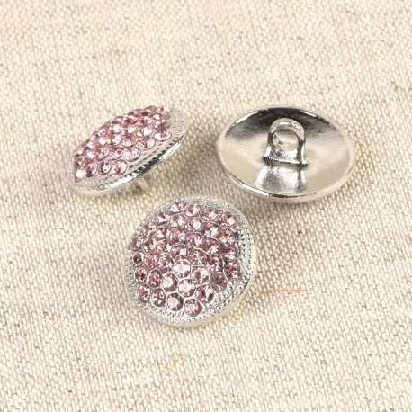 Knapp med hals 17mm Glitter Rosa Silver Begränsad tid