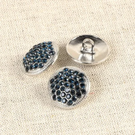 Knapp med hals 17mm Glitter Marin Silver Fynd