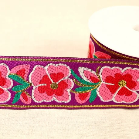 Beställ idag Jacquard Band Blommigt - Violett