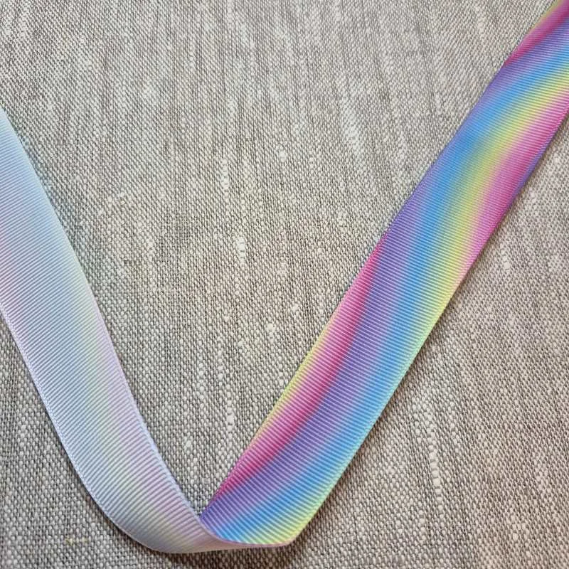 2m Ripsband 25mm Rainbow pastell Kundfavorit