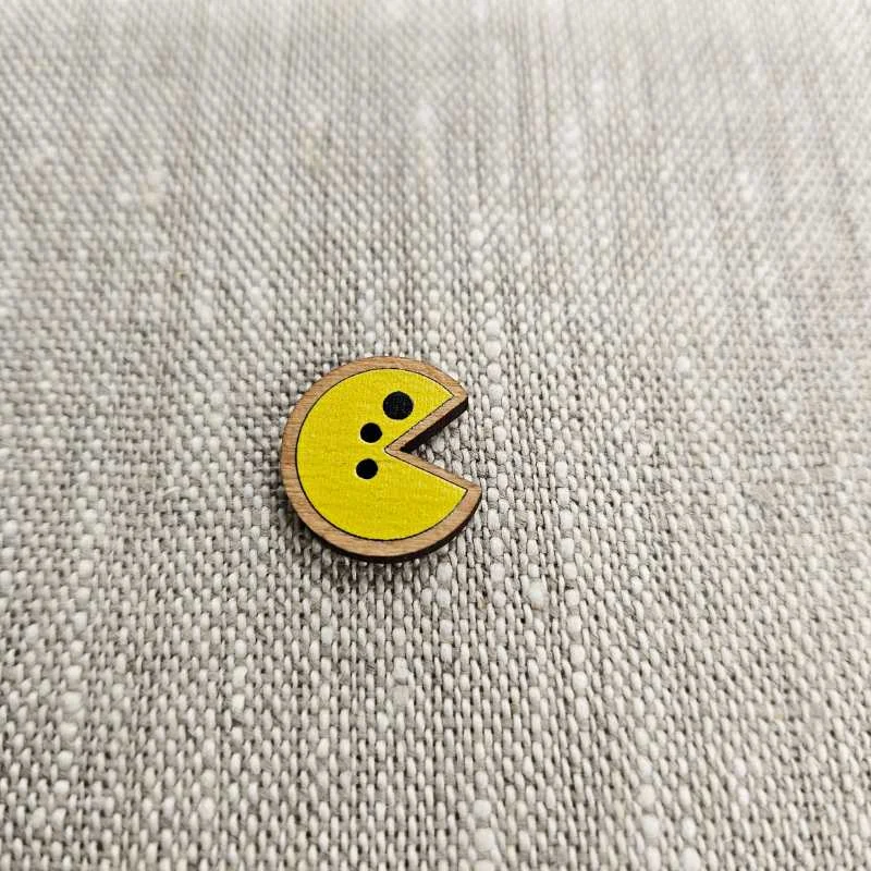 Endast idag Träknapp 2 hål Pacman Gul