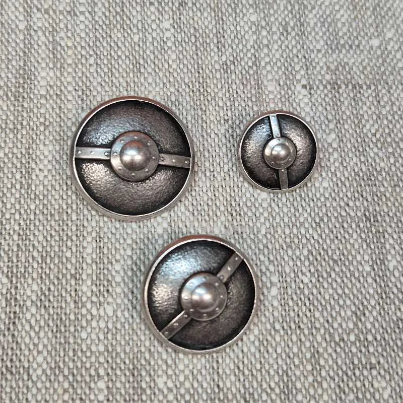 Fri frakt Metallknapp med hals Sköld - Antik silver