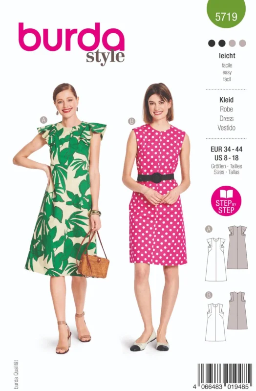 I lager Burda 5719 Klänning med couture-ärmar
