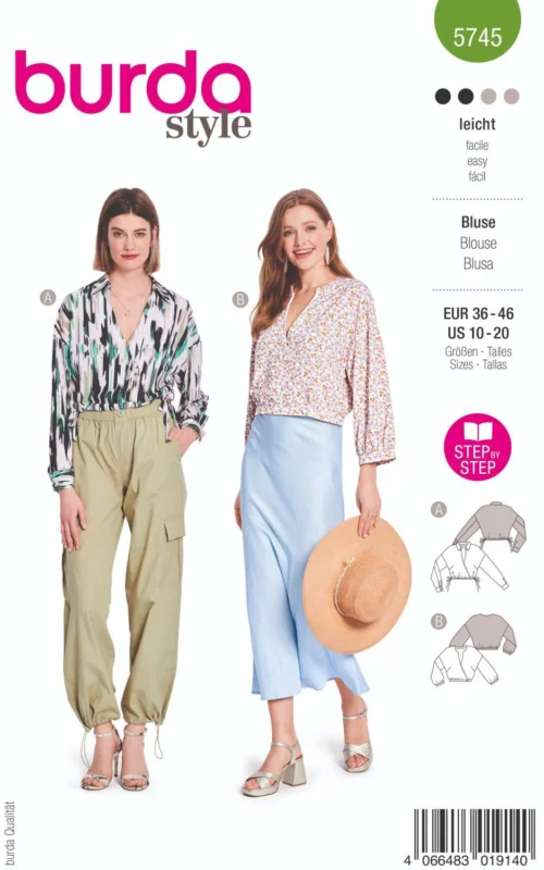 Burda 5745 Blus med djupare ärmar Premium