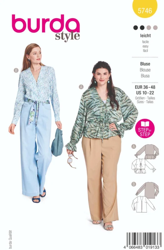 Nyhet Burda 5746 Blus med elastisk midja