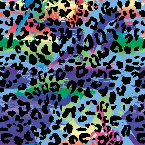 French terry Leopard Blue Fri frakt