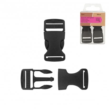 Klickspänne 20mm 2st Svart Kampanjpris