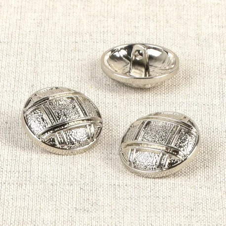 Populär Metallknapp med hals 20mm Rutig Silver