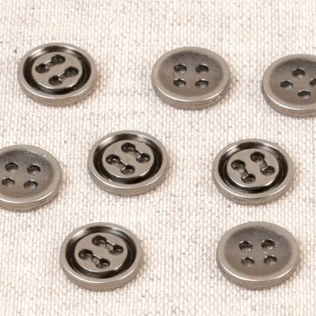 Skjortknapp metall 4 hål Mörk metall Kampanjpris