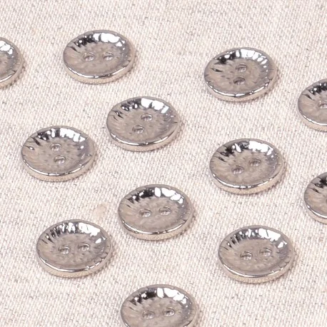 Skjortknapp - Silverfärgad metall med hamrad yta, 11 mm Sista chansen