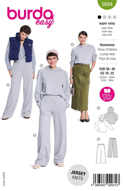 Burda 5694 - Hoodie och joggingbyxor Kundfavorit