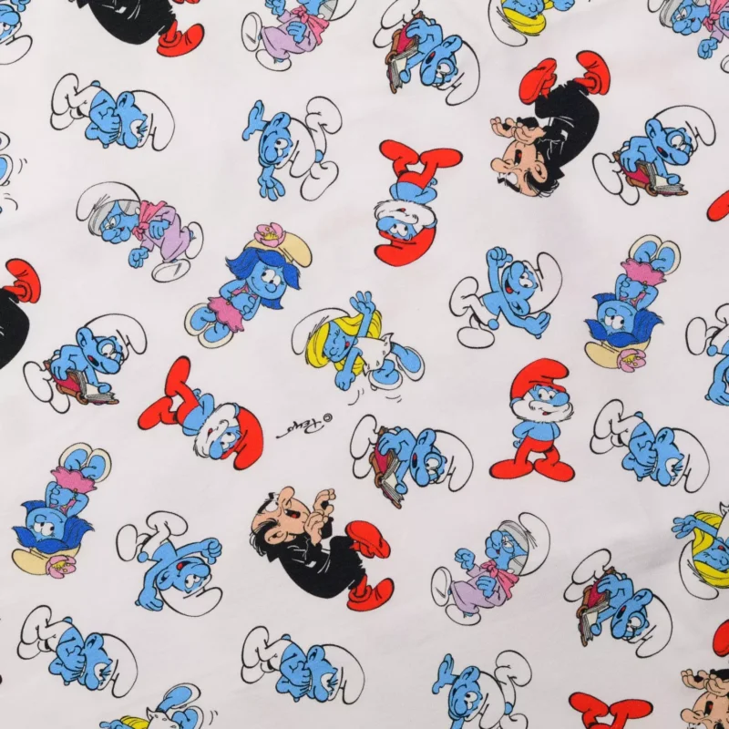 Beställ nu Bomullstrikå Smurfs