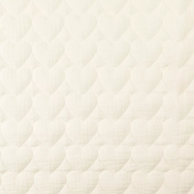Broderad muslin hjärtan - Naturvit Billigare