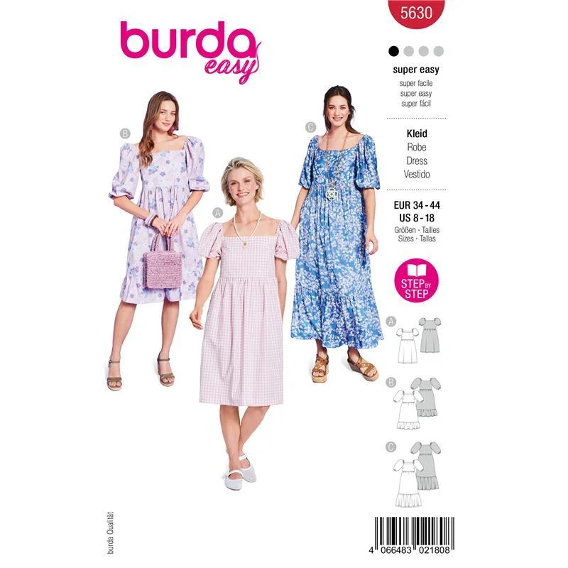 Burda Easy 5630 – Klänning dam (34-44) risnedsättning