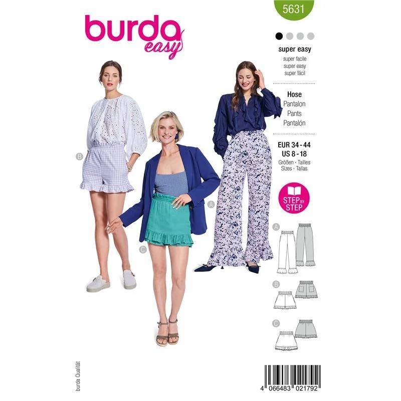 Burda Easy 5631 – Byxor och shorts dam (34-44) Fri frakt