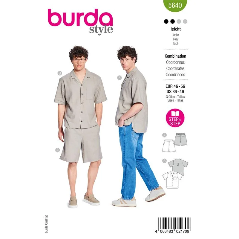 Burda Style 5640 – Shorts och skjorta herr (46-56) Premium