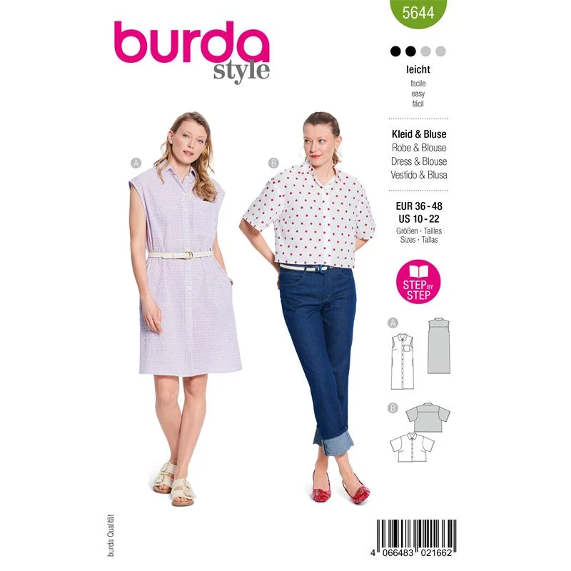 Nedsatt pris Burda Style 5644 – Klänning och blus dam (36-48)