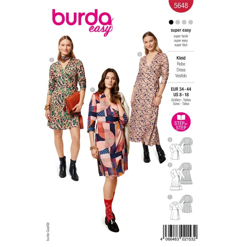 Erbjudandepris Burda Easy 5648 – Omlottklänning dam (34-44)