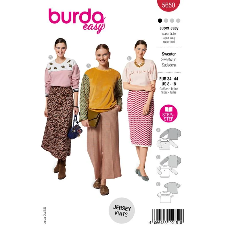 Begränsat erbjudande Burda Easy 5650 – Sweatshirt dam (34-44)