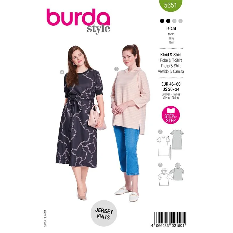 Burda Style 5651 – Klänning och hoodie plusstorlekar (46-60) Endast idag