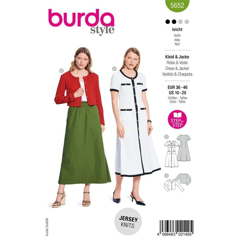 Populärt val Burda Style 5652 – Klänning och jacka dam (36-46)