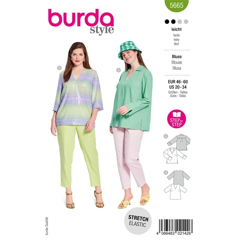 Begränsat antal Burda Style 5665 – Blus plusstorlekar (46-60)