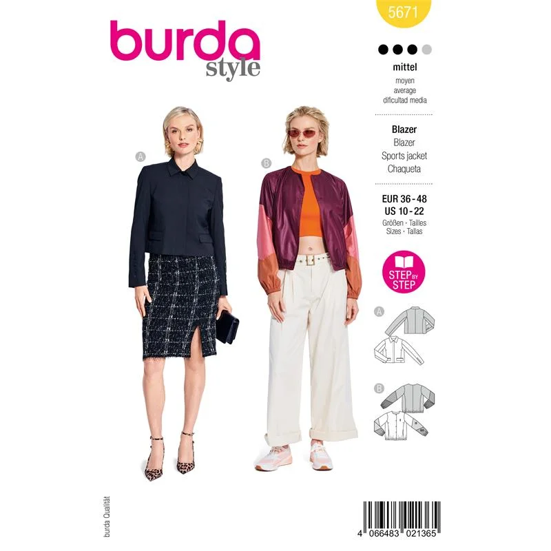 Burda Style 5671 – Blazer dam (36-48) Snabb frakt