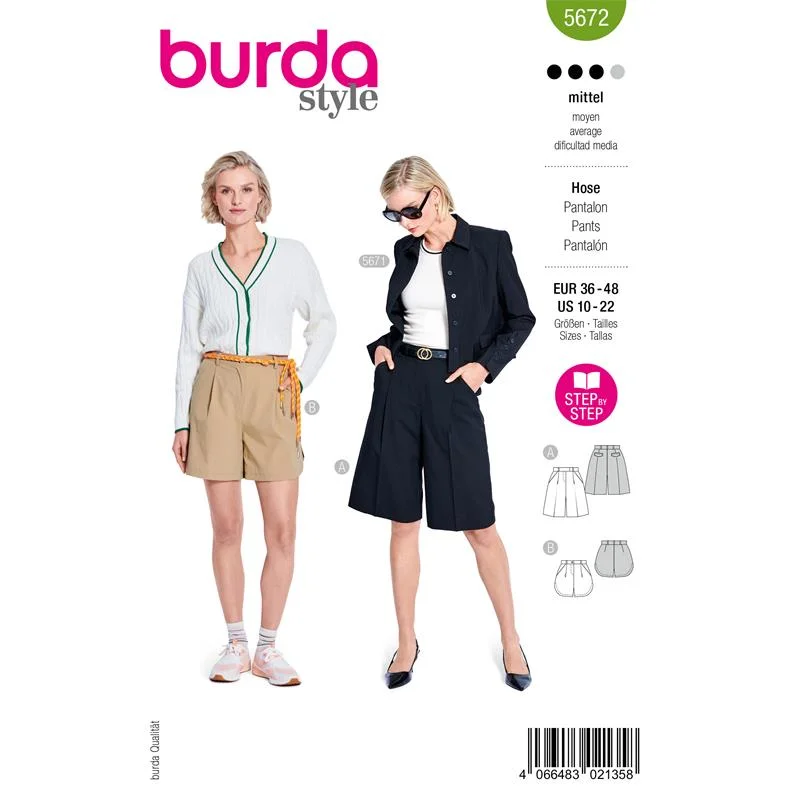 Burda Style 5672 – Bermudashorts dam (36-48) Begränsat erbjudande