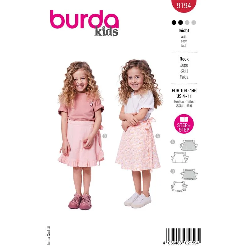 Burda 9194 – Omlottkjol flicka (104–146) Utförsäljning