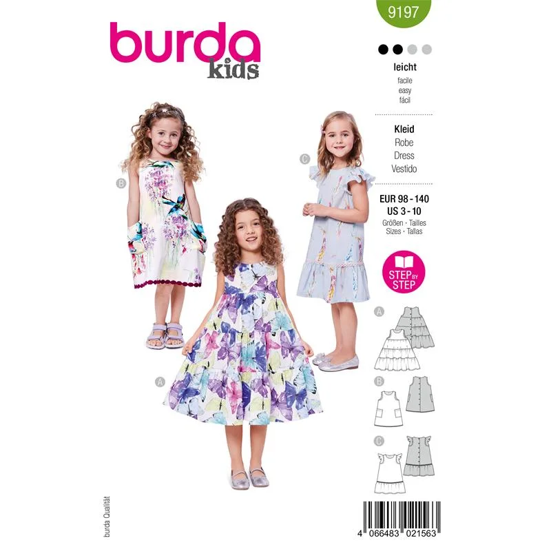 Extra rabatt Burda Kids 9197 – Klänning barn (98-140)