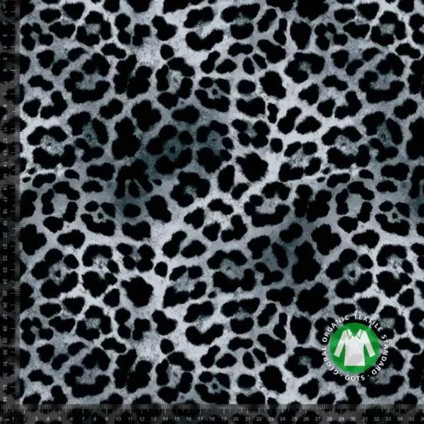 Billig Trikå leopardmönster grå, GOTS ekologisk bomull