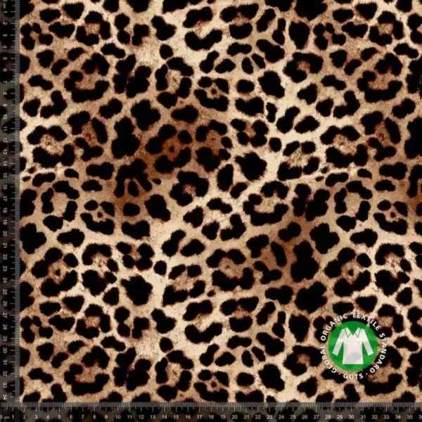 Trikå leopardmönster beige, GOTS ekologisk bomull Köp nu
