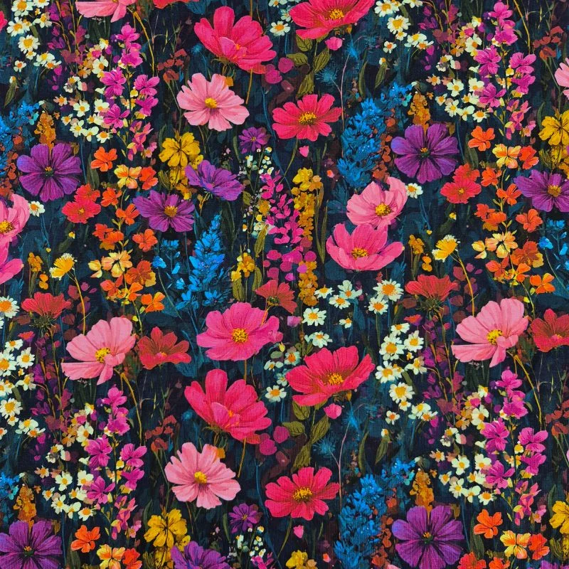 Fynd Trikåtyg, digitaltryckt – Pink Garden